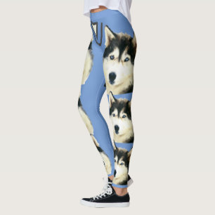 Legging Pintadas Pernas Azuis Bonito Siberianas