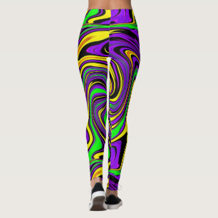 Legging Pintado Molhado Selvagem Verde Roxo e Abstrato ama