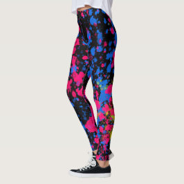 Legging Pintas amarelas azuis cor-de-rosa em coxas pretas
