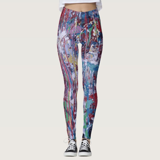Legging Pinte caneleiras do splatter (Frente)