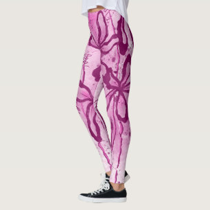 Legging Pintor rosa e lírios