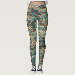 Legging pintura a óleo japonês