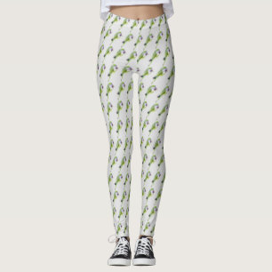 Legging Pintura aquosa de papagaio verde