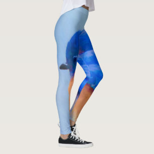 Legging Pintura Bluebird - Arte Original para Pássaros