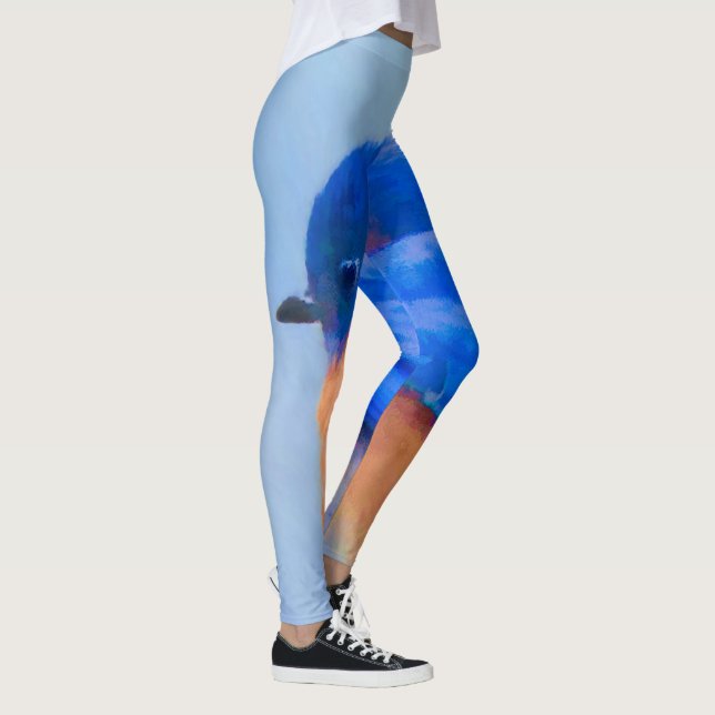 Legging Pintura Bluebird - Arte Original para Pássaros (Direita)