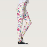Legging Pintura Botânica De Flores Selvagens De Aquarela<br><div class="desc">Uma bonito pintura aquosa moderna de flores e folhas em cores ricas do outono espalhada sobre fundo branco.</div>