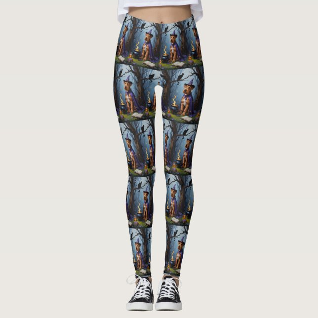 Legging Pintura Caprichosa de Cachorro Airedale para o Hal (Frente)