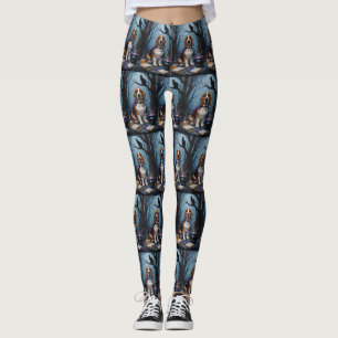 Legging Pintura Caprichosa de Halloween com Cachorro Basse