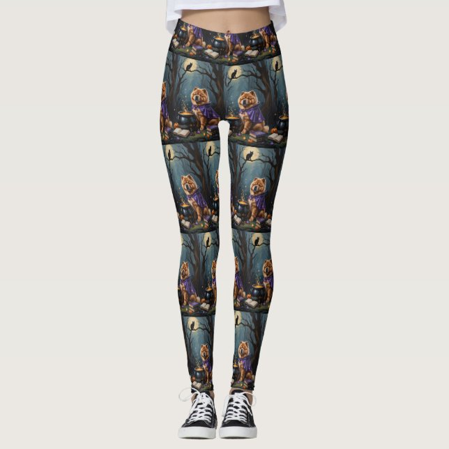 Legging Pintura Caprichosa de Halloween com Cachorro Chow  (Frente)