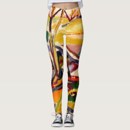 Legging Pintura Colorida de Abstrato de Trendy, de uso fem