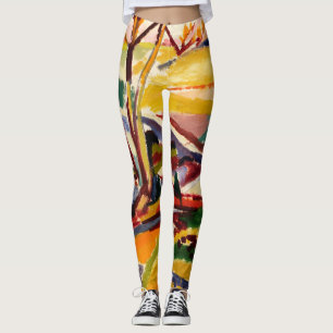 Legging Pintura Colorida de Abstrato de Trendy, de uso fem