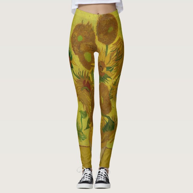 Legging Pintura de 15 Girassóis de Vincent Van Gogh (Frente)