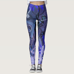 Legging Pintura de abstrato azul