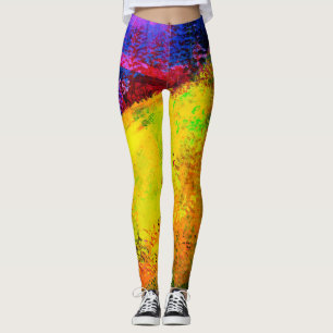Legging Pintura de Abstrato do Sol Brilhante -