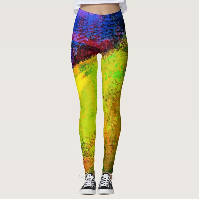 Legging Pintura de Abstrato do Sol Brilhante - (Frente)