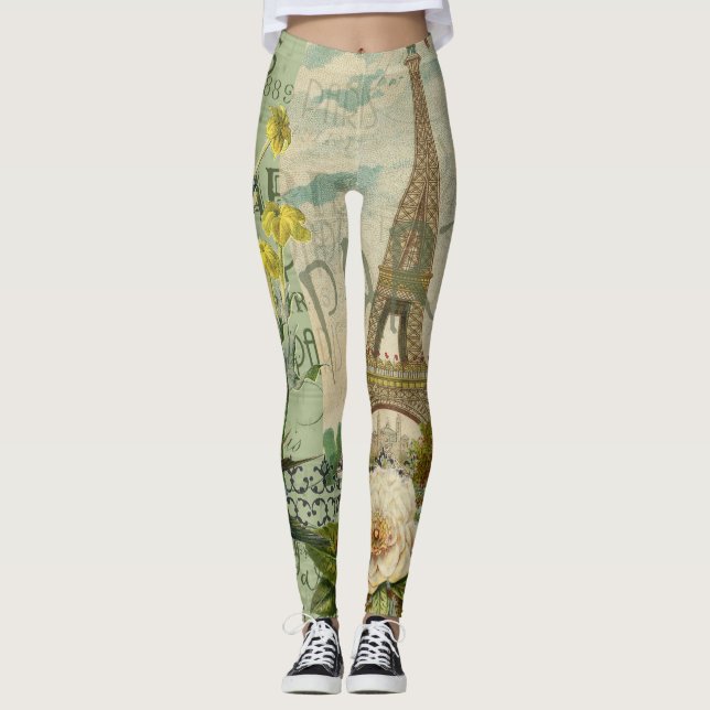 Legging Pintura de Arte Antiquada por Viagem da França de  (Frente)
