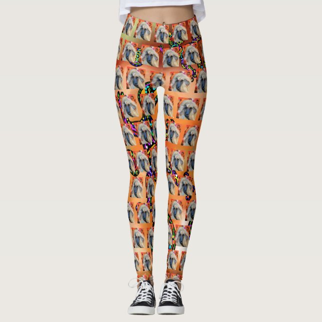 Legging Pintura de Arte Kokopelli Afghan Hound         (Frente)