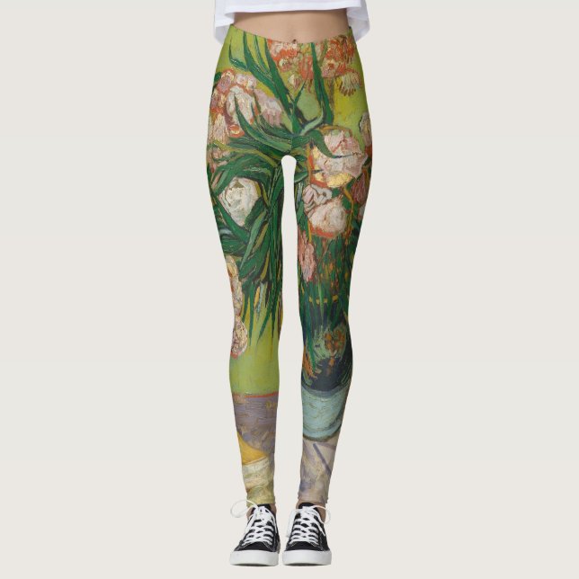 Legging pintura de flores de oleandro de Vincent Van Gogh (Frente)