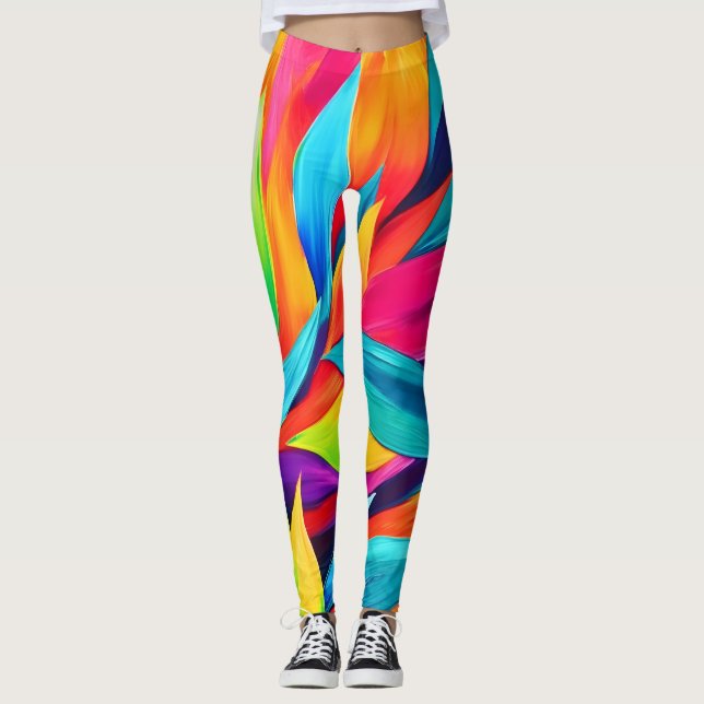 Legging Pintura de folhas tropicais (Frente)