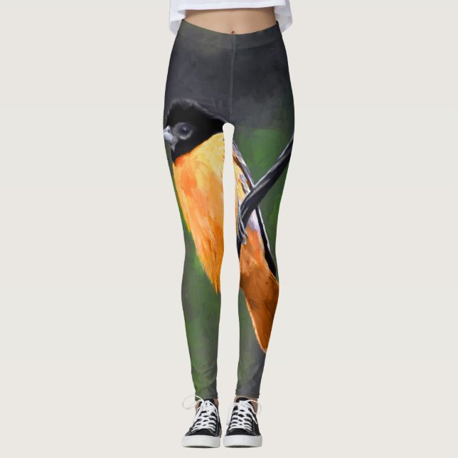 Legging Pintura de Oriole - Arte Original para Pássaros (Frente)