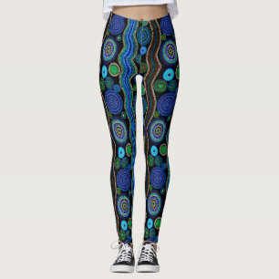 Legging Pintura de pontos azul australiano