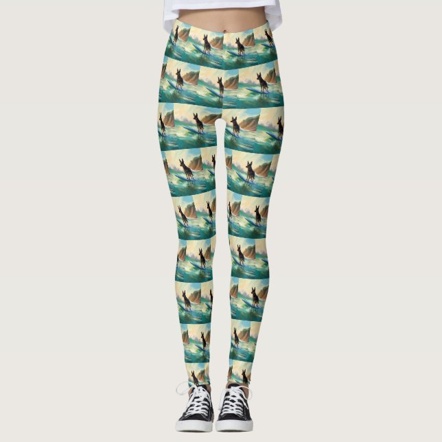 Legging Pintura de surf em praia australiana Kelpie (Frente)