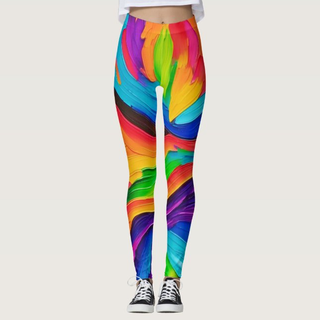 Legging Pintura do arco-íris (Frente)