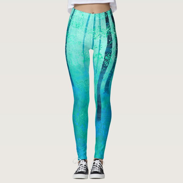 Legging Pintura Florestal de Campainhas Azuis (Frente)