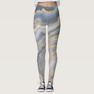 Legging Pintura líquida de fluido Dourado da cinza