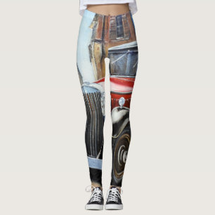 Legging Pintura na Cidade Antiga do Carro Retroativo