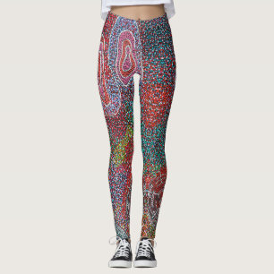 Legging Pintura ponto por artistas aborígenes australiano