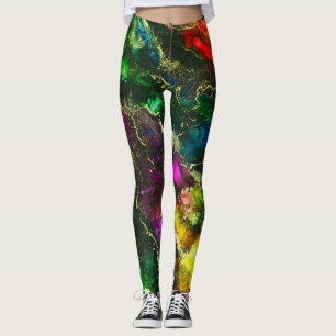 Legging Pintura psicadélico do abstrato da tinta do álco