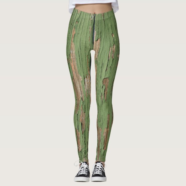 Legging Pintura verde-falsa feminina (Frente)