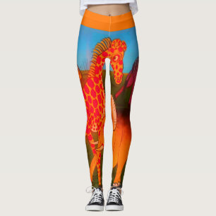 Legging Pinturas de animais selvagens coloridas para adult