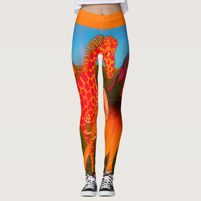 Legging Pinturas de animais selvagens coloridas para adult (Frente)