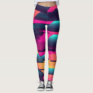 Legging Pirâmides Neon Onda Sintética Funsa