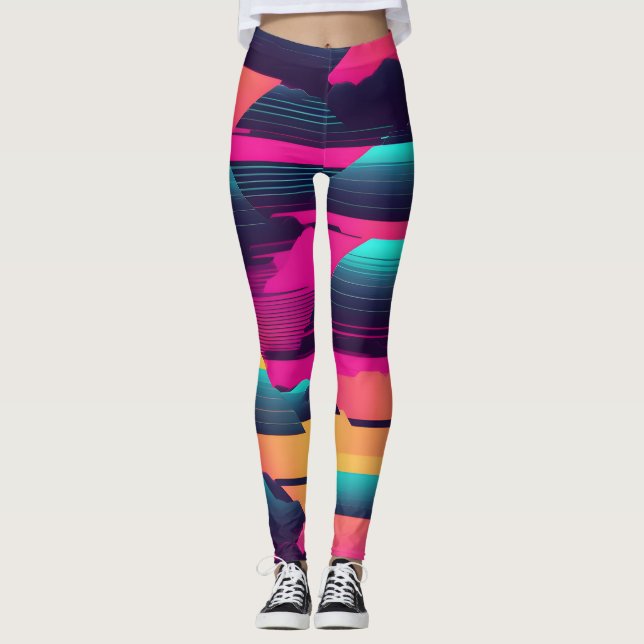 Legging Pirâmides Neon | Onda Sintética Funsa (Frente)