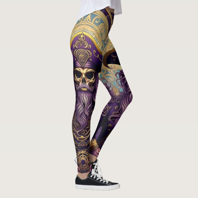 Legging Pirata de Caveira Roxa (Direita)