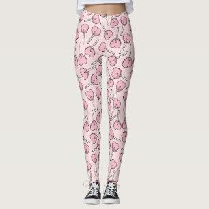 Legging Pirulitos Cor-de-Rosa, Pirulitos em Forma de Coraç