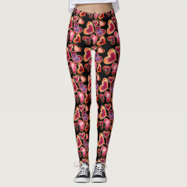 Legging Pirulitos Duplos com Coração Texturizado em Folha 