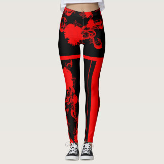 Legging pivoine rouge