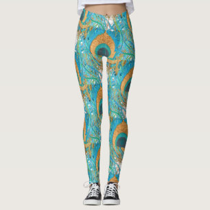 Legging PixDezines Desenhado à Mão H2 Pavão/Cobalto/Azul Á
