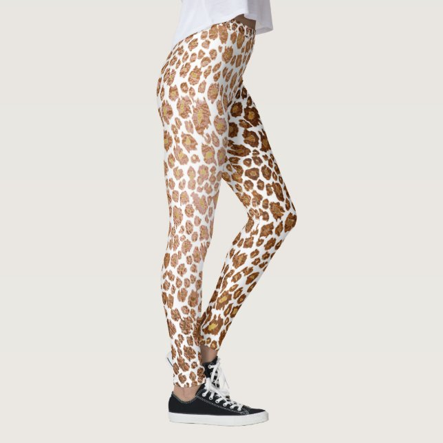 Legging PixDezines Leopardo/Falso Metálico/Fundo DIY (Direita)