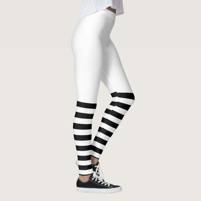 Legging PixDezines Listras Pretas/Ajustável/Fundo de DIY (Direita)