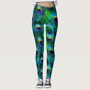 Legging PixDezines Peacock Feather/Emerald/Cobalt/Aqua