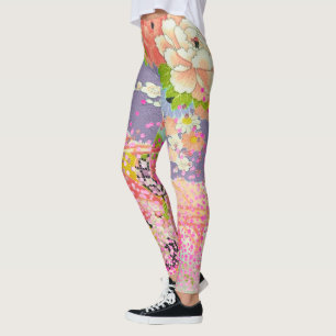 Legging PixDezines Quimono/Peônias/Cerejeira
