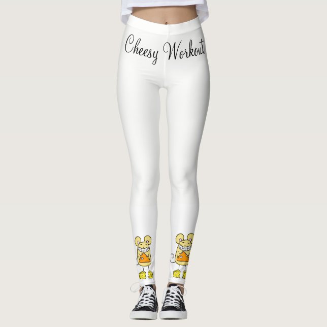 Legging Pizza Branca de Mouse Cheesy Workout (Frente)