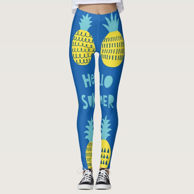 Legging Placa de colheita de abacaxi divertida Design (Frente)