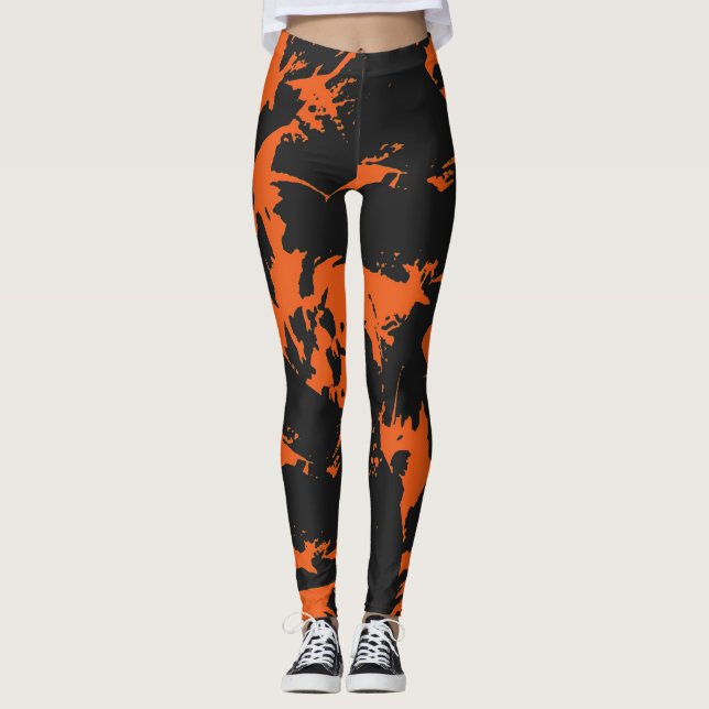 Legging Placa de Grafite Laranja e Preto (Frente)