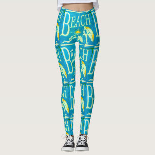 Legging placa de praia azul